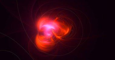 Soyut kırmızı fraktal ışık arkaplanı 3 boyutlu oluşturuluyor