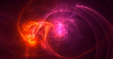 Soyut kırmızı fraktal ışık arkaplanı 3 boyutlu oluşturuluyor