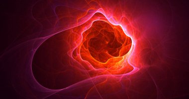 Soyut kırmızı fraktal ışık arkaplanı 3 boyutlu oluşturuluyor