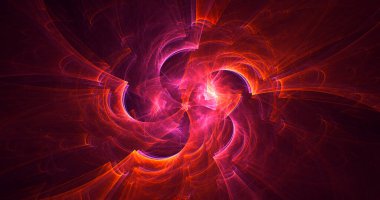 Soyut kırmızı fraktal ışık arkaplanı 3 boyutlu oluşturuluyor