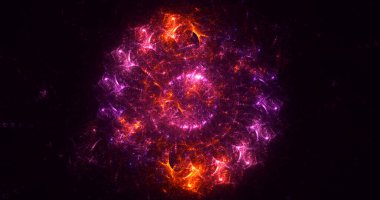 Soyut kırmızı fraktal ışık arkaplanı 3 boyutlu oluşturuluyor