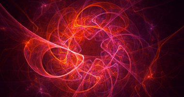 Soyut kırmızı fraktal ışık arkaplanı 3 boyutlu oluşturuluyor