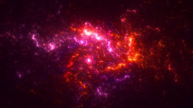 Soyut kırmızı fraktal ışık arkaplanı 3 boyutlu oluşturuluyor