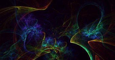 Soyut çok renkli fraktal ışık arkaplanı 3B görüntüleme
