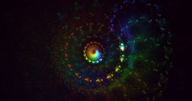 Soyut çok renkli fraktal ışık arkaplanı 3B görüntüleme