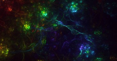 Soyut çok renkli fraktal ışık arkaplanı 3B görüntüleme