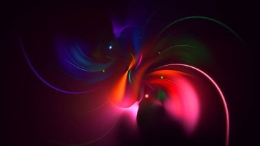 Soyut çok renkli fraktal ışık arkaplanı 3B görüntüleme