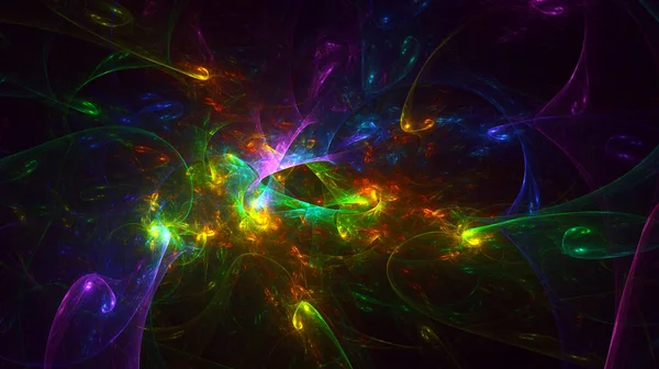 Renderização Abstrato Fundo Luz Fractal Multicolor — Fotografia de Stock