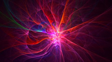 Soyut çok renkli fraktal ışık arkaplanı 3B görüntüleme