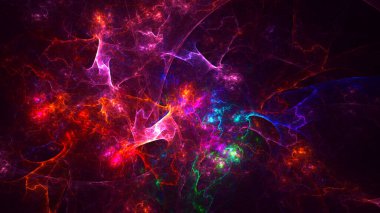 Soyut çok renkli fraktal ışık arkaplanı 3B görüntüleme