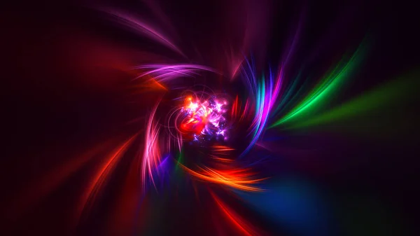 Rendering Abstract Multicolored Fractal Light Background Bright Center — Stock Photo, Image