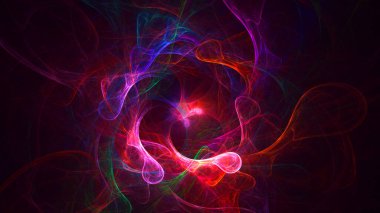 Soyut kırmızı fraktal ışık arkaplanı 3 boyutlu oluşturuluyor