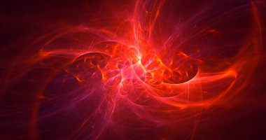 Soyut kırmızı fraktal ışık arkaplanı 3 boyutlu oluşturuluyor