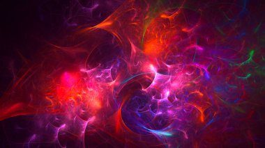 Soyut kırmızı fraktal ışık arkaplanı 3 boyutlu oluşturuluyor