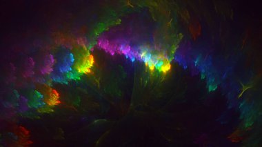 Soyut çok renkli fraktal ışık arkaplanı 3B görüntüleme