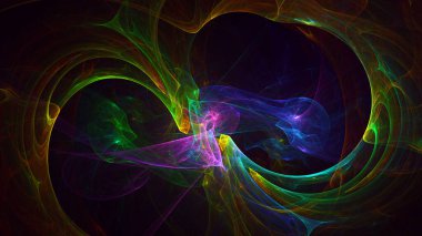 Soyut çok renkli fraktal ışık arkaplanı 3B görüntüleme