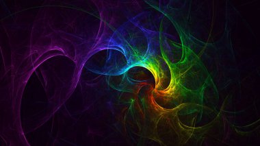Soyut çok renkli fraktal ışık arkaplanı 3B görüntüleme