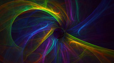 Parlak merkezli, soyut, çok renkli fraktal ışık arkaplanı oluşturuluyor
