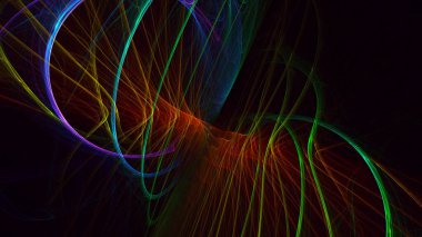 Parlak merkezli, soyut, çok renkli fraktal ışık arkaplanı oluşturuluyor