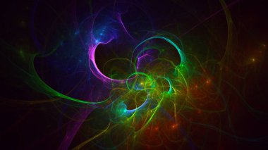 Soyut çok renkli fraktal ışık arkaplanı 3B görüntüleme