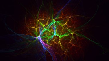 Soyut çok renkli fraktal ışık arkaplanı 3B görüntüleme