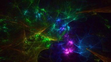 Soyut çok renkli fraktal ışık arkaplanı 3B görüntüleme