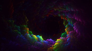 Soyut çok renkli fraktal ışık arkaplanı 3B görüntüleme