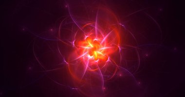 Soyut kırmızı fraktal ışık arkaplanı 3 boyutlu oluşturuluyor