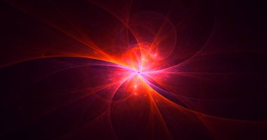 Soyut kırmızı fraktal ışık arkaplanı 3 boyutlu oluşturuluyor