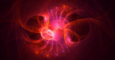 Soyut kırmızı fraktal ışık arkaplanı 3 boyutlu oluşturuluyor