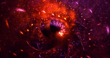 Soyut kırmızı fraktal ışık arkaplanı 3 boyutlu oluşturuluyor