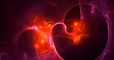 Soyut kırmızı fraktal ışık arkaplanı 3 boyutlu oluşturuluyor