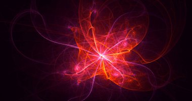 Soyut kırmızı fraktal ışık arkaplanı 3 boyutlu oluşturuluyor