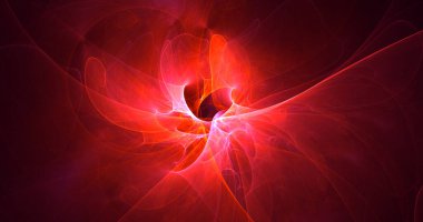 Soyut kırmızı fraktal ışık arkaplanı 3 boyutlu oluşturuluyor