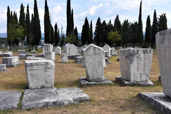 Stolac, Bosna-Hersek - 08 08 2020: Steci Ortaçağ Mezar Taşları Stolac 'ta.
