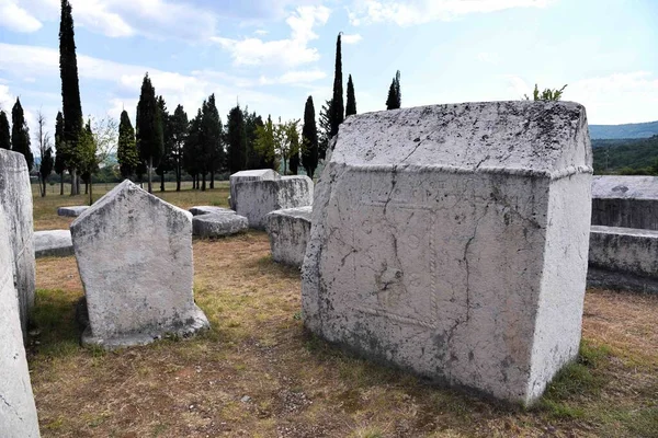 Stolac, Bosna-Hersek - 08 08 2020: Steci Ortaçağ Mezar Taşları Stolac 'ta.