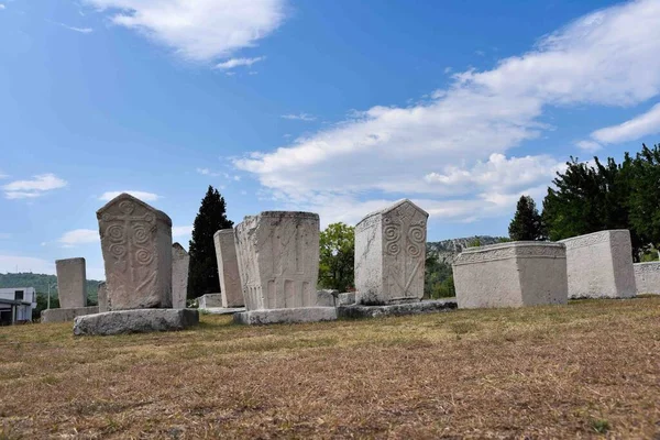 Stolac Bosnia Herzegovina 2020 Steci Medieval Tombstone Graveyards Place Stolac — 스톡 사진