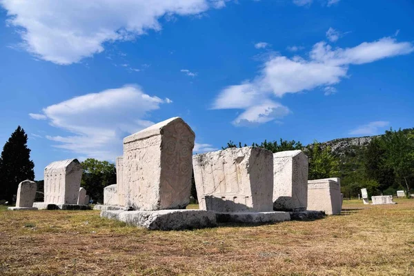 波斯尼亚和黑塞哥维那斯托拉茨 2020年8月8日 斯泰西中世纪墓碑墓地到位 — 图库照片