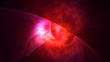 Soyut kırmızı fraktal ışık arkaplanı 3 boyutlu oluşturuluyor