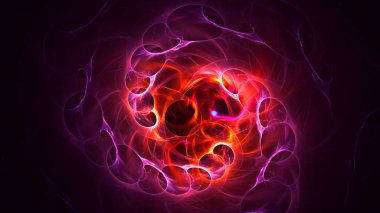 Soyut kırmızı fraktal ışık arkaplanı 3 boyutlu oluşturuluyor