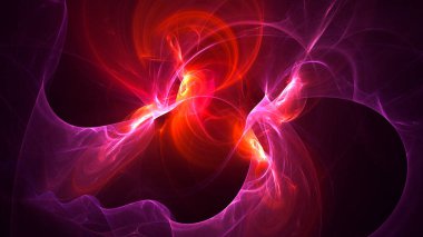 Soyut kırmızı fraktal ışık arkaplanı 3 boyutlu oluşturuluyor