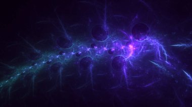 Soyut mavi fraktal ışık arkaplanı 3 boyutlu oluşturuluyor