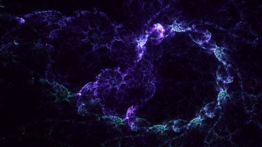 Soyut mavi fraktal ışık arkaplanı 3 boyutlu oluşturuluyor