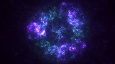 Soyut mavi fraktal ışık arkaplanı 3 boyutlu oluşturuluyor