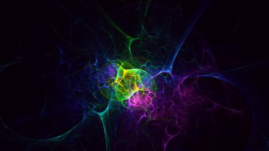 Soyut çok renkli fraktal ışık arkaplanı 3B görüntüleme