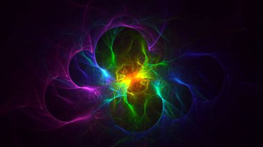 Soyut çok renkli fraktal ışık arkaplanı 3B görüntüleme