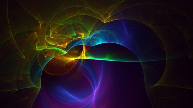 Soyut çok renkli fraktal ışık arkaplanı 3B görüntüleme