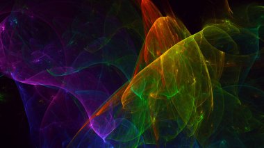 Soyut çok renkli fraktal ışık arkaplanı 3B görüntüleme