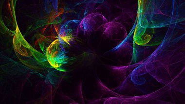Soyut çok renkli fraktal ışık arkaplanı 3B görüntüleme