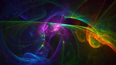 Soyut çok renkli fraktal ışık arkaplanı 3B görüntüleme